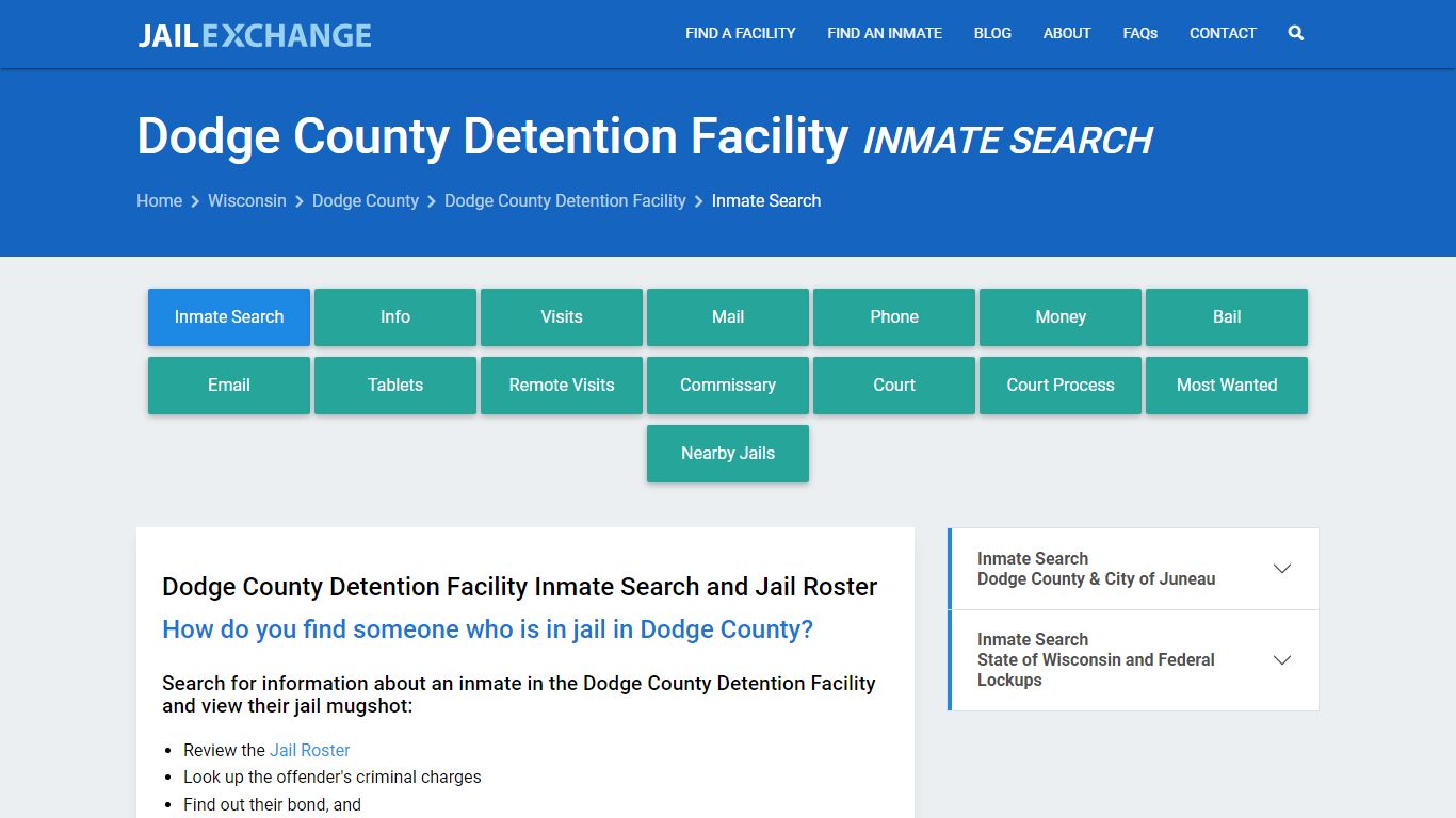 Dodge County Detention Facility Inmate Search - Jail Exchange