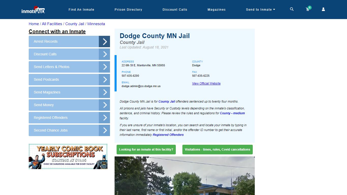 Dodge County MN Jail - Inmate Locator - Mantorville, MN